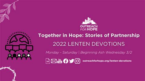 Our 2022 Lenten Devotions Start Next Week Outreach For Hope