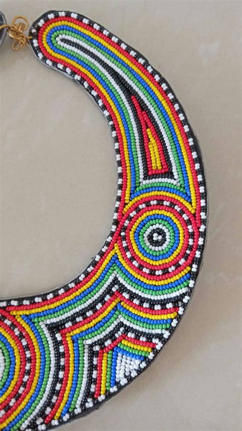 On Sale African Beaded Collar Necklace Masai Beaded Necklace Etsy