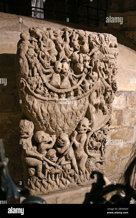 11th century Norman Doomstone, Crypt, York Minster, Minster Yard, York, North Yorkshire, England ...