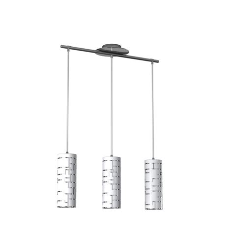 Eglo Bayman 3 Light Chrome Moderncontemporary White Glass Cylinder Large Hanging Pendant Light