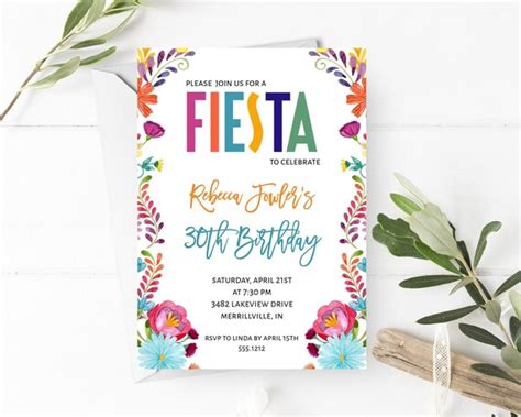 Fiesta Adult Birthday Invitation Adult Birthday Invitation Template