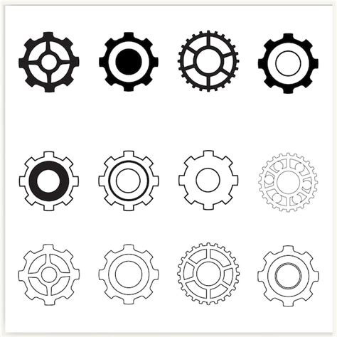 Premium Vector Gear Setting Vector Icon Set Isolated Black Gears