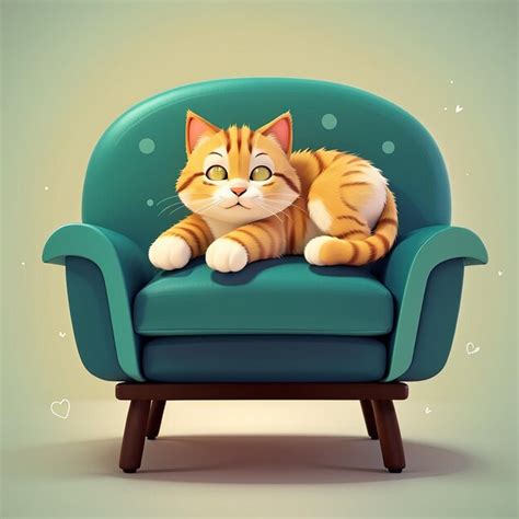 Premium Photo Cute Cat Sleeping On Chair Cartoon Vector Icon