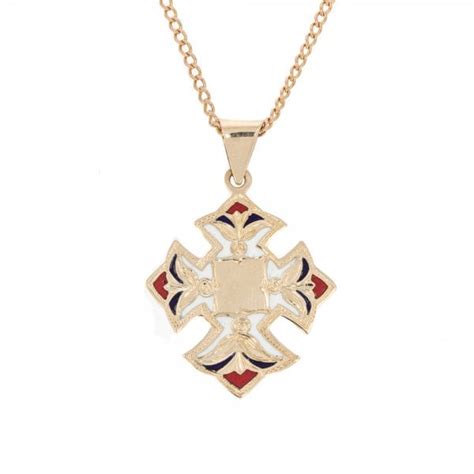 Vintage Enamelled Maltese Cross Pendant Necklaces From Cavendish