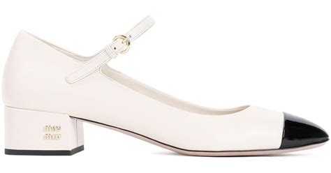 Miu Miu Elegant Nude Leather Mini Pumps With 1 38 Inch Heel In White Lyst