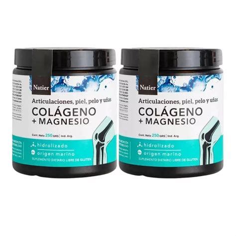 Natier Colágeno Magnesio Polvo Hidrolizado Concentrado 250g Pack X2