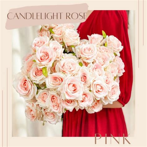 Jual Dekorasi Kuntum Candlelight Rose Bunga Mawar Impor Rose Paris