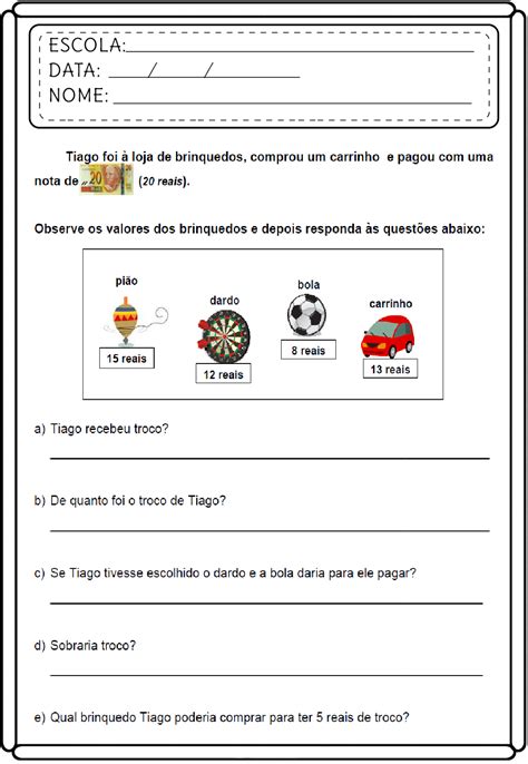 Atividades de Matemática 2 ano do ensino fundamental para imprimir