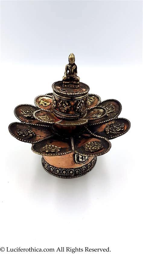 Antique Brass Buddhist Lotus Incense Holder Burner Nepal