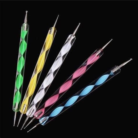 5PCS 2Way Marbleizing Dotting Manicure Tools Painting Dot Pen Nail Art