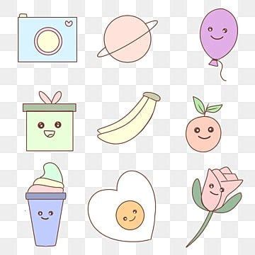 an assortment of cute cartoon objects on a transparent background, hd ...