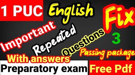 1st Puc English Model Question Paper 3 For Preparatory Exam 2024 With