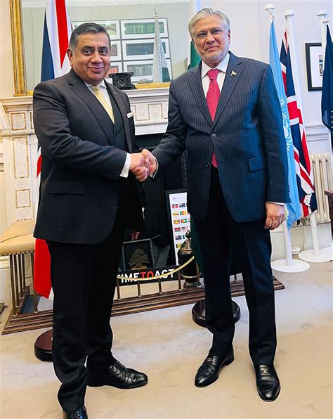 Foreign Minister Mohammad Ishaq Dar Shakes Hand With Uk Minister Of