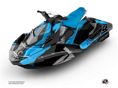 Seadoo Spark Jet Ski Kliff Full Graphic Kit Blue Kutvek Kit Graphik