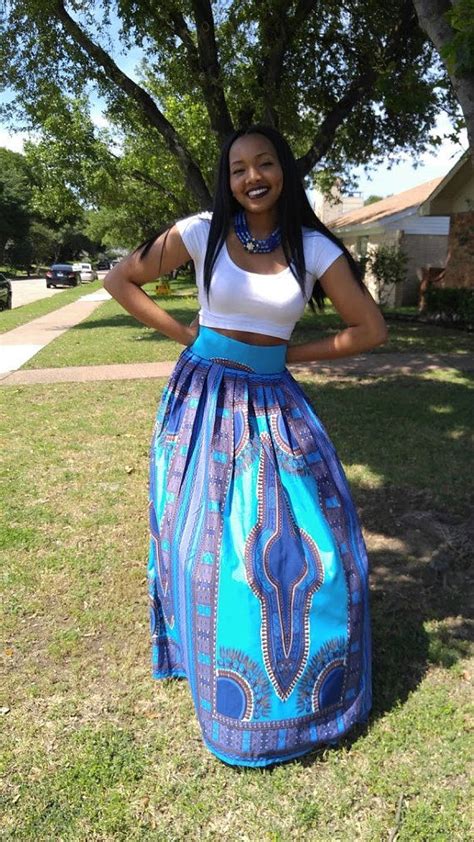 African Dashiki Print Maxi Skirt