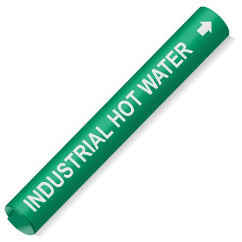Coiled Pipe Marker INDUSTRIAL HOT WATER Green ASME A13 1