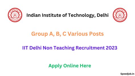 IIT Delhi Recruitment 2023 89 Posts Various Group A B C