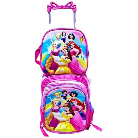 Kit Mochila Escolar Infantil Princesas Disney Rodinhas Estojo E