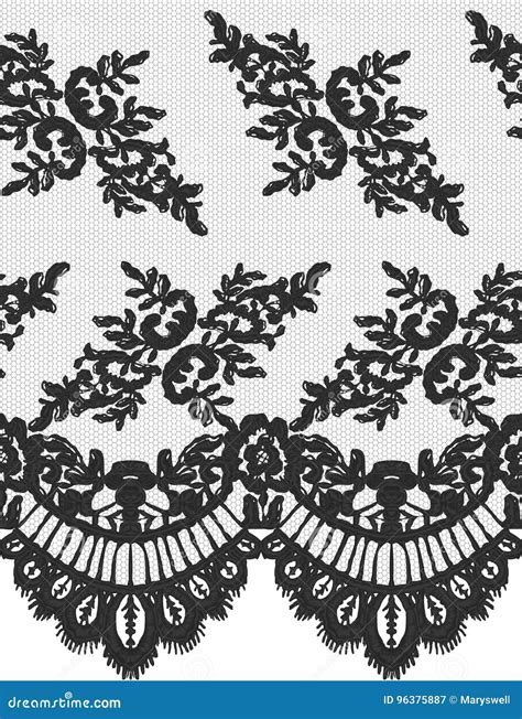 Seamless Vector Black Lace Pattern Stock Vector Illustration Of