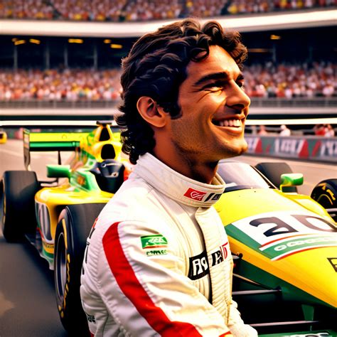 Um Sorriso Radiante Ilumina O Rosto De Ayrton Senna Enquant By