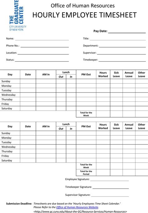 Sample Hourly Timesheet