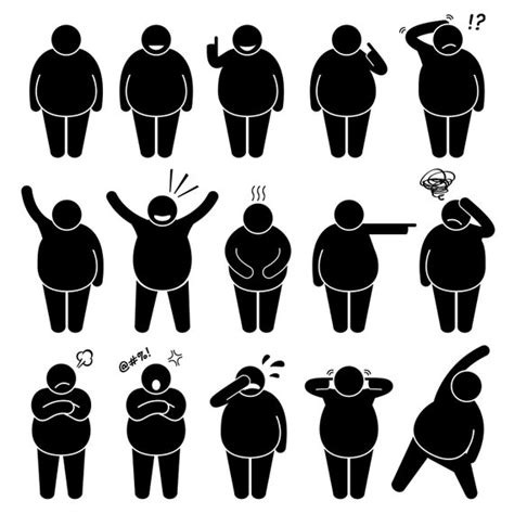 Fat Overweight Obese Obesity Man People Action Poses Postures Etsy