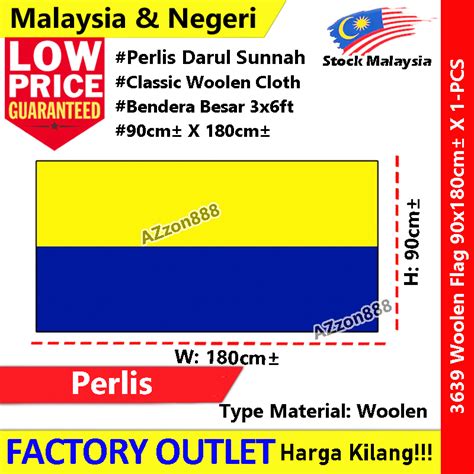 90cm± X 180cm± Perlis Flag Woolen Flag Negeri Perlis Darul Sunnah #3639 ...