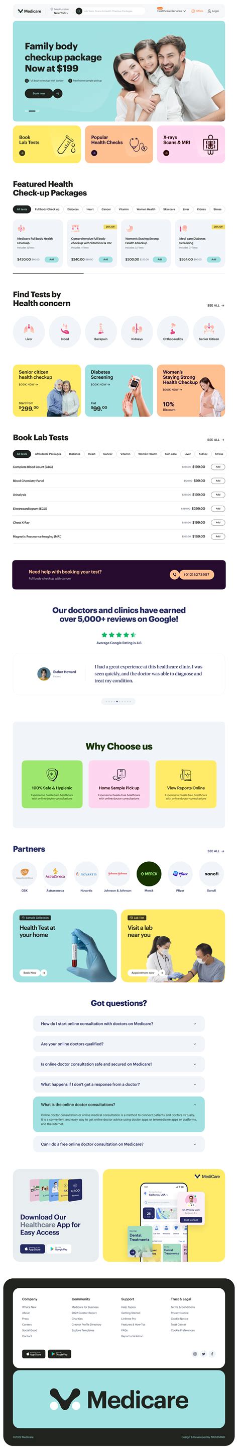 Medical Lab Testing Booking Landing Page by Musemind on Dribbble