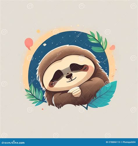 The Slow-moving and Adorable Sloth Can Create a Cute and Relaxing T-shirt Design. Stock ...