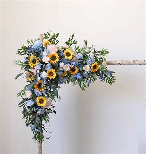 Dusty Blue Sun Flower Wedding Archway Flower Artificial Blue And