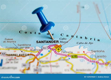 santander espana en mapa imagen de archivo imagen de correspondencias