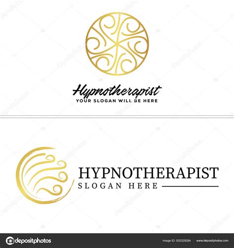 Hypnotherapist With Icon Gold Circle Leaf Icon Symbol Luxury Logo Stock