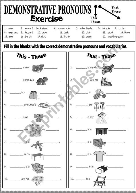 Worksheet For Demonstrative Pronouns