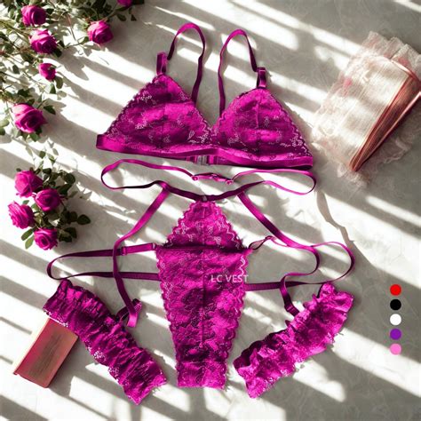 Conjunto Lingerie Gladiadora Sexy Completo Renda Calcinha Fio