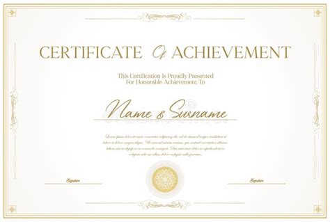 Certificate Template with Golden Seal Vector Illustration Stock Vector ...