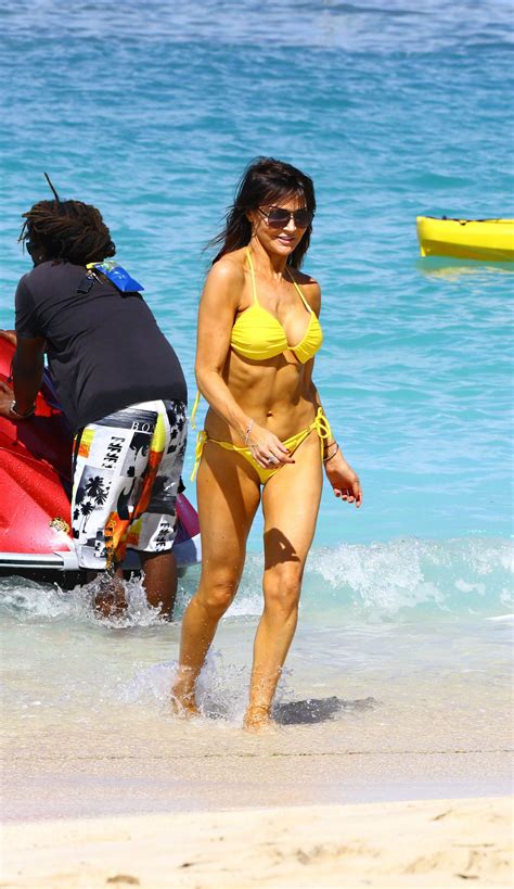 Lizzie Cundy In Yellow Bikini At A Beach In Barbados