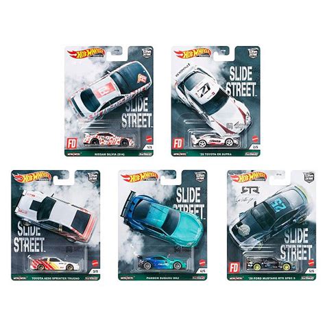 Set 5 Miniaturas Hot Wheels Premium Slide Street Counting Minis