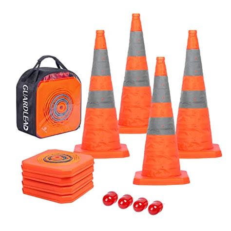 4 Pack 28 Inch Collapsible Traffic Cones With LED Light Safety Cones