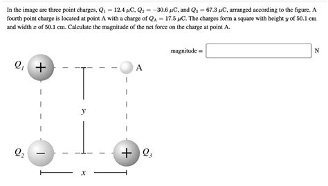 Solved In The Image Are Three Point Charges Q1 124 Uc Q2 306 Pc And Q3 673 Pc Arranged