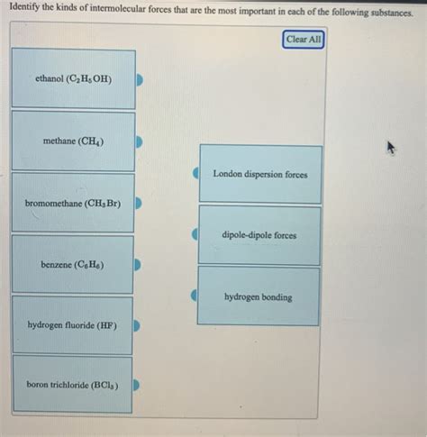 Solved Identify The Kinds Of Intermolecular Forces That Are