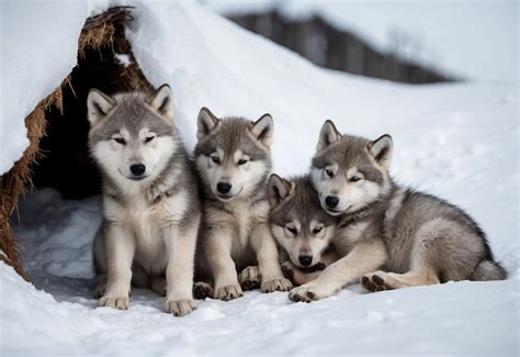 long  arctic wolf pups stay   mother understanding