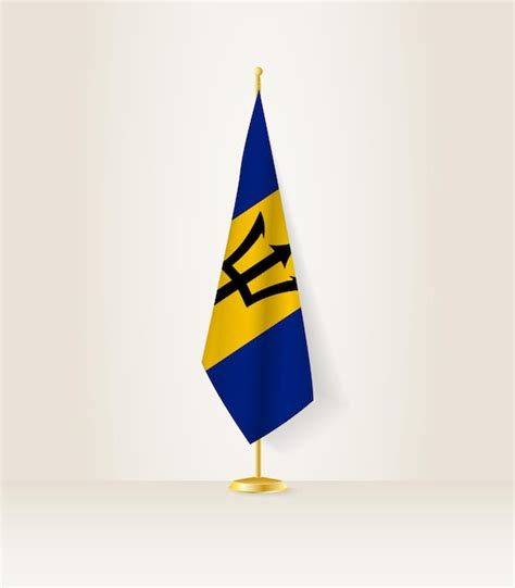 Premium Vector Barbados Flag On A Flag Stand