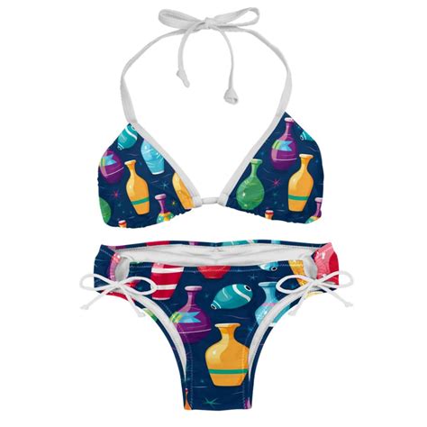 Bowling Detachable Sponge Adjustable Strap Bikini Set Two Pack Swim Suits For WomenToolStrip