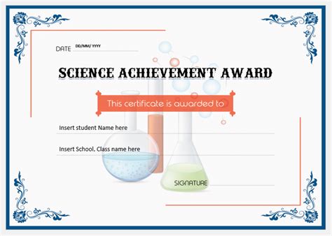 Science Achievement Award Certificates | Professional Certificate Templates