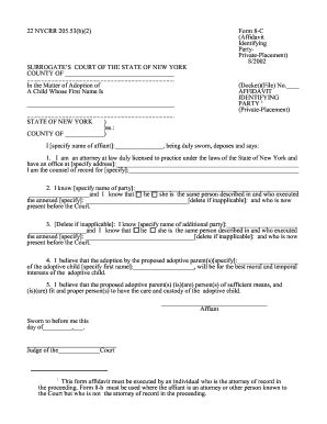 Fillable Online Courts State Ny This Form Affidavit Must Be Executed By