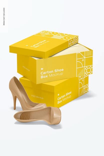 Premium Psd Carton Shoe Boxes Mockup Stacked