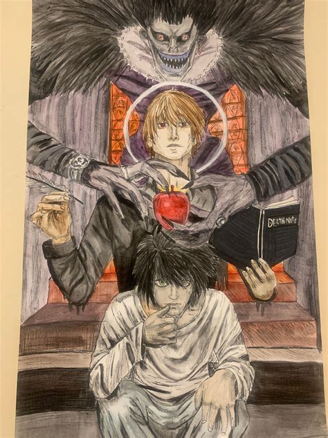 L, Light, and Ryuk Watercolor : r/deathnote