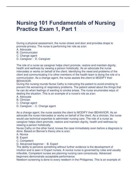 Exam 1 Fundamentals Of Nursing 10