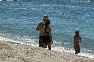 Swimwear Kourtney Kardashian Rocking A Bikini Top And Shorts In Laguna Beach