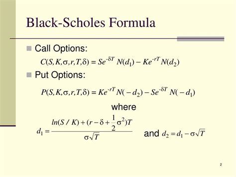 Ppt Chapter 12 The Black Scholes Formula Powerpoint Presentation